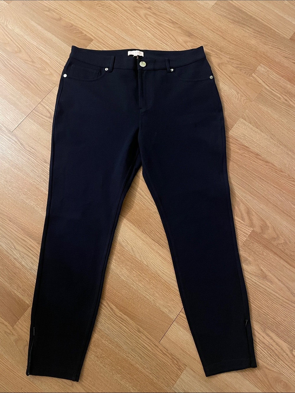 NWT Ted Baker Navy Skinny Office Pants Zip Cuff Size 4